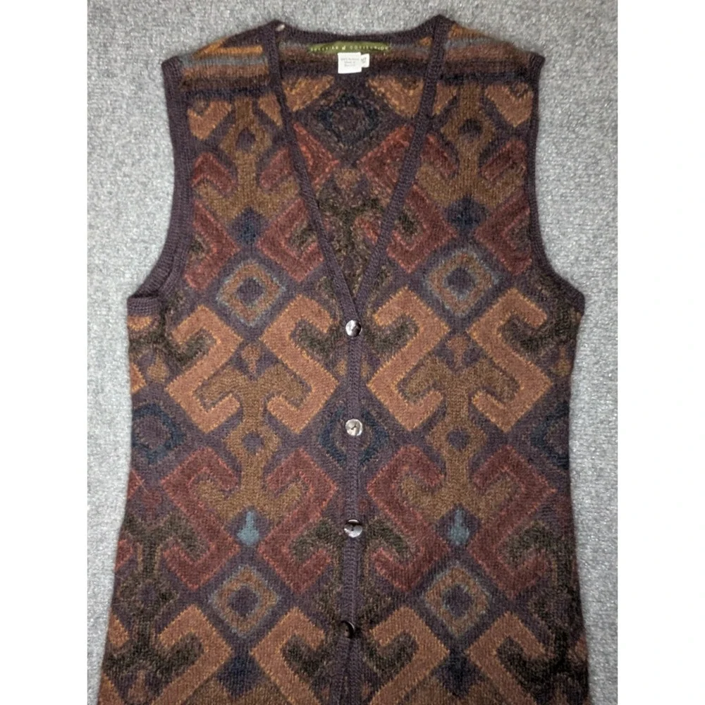 Peruvian Connection Maxi Waistcoat Women Size XS Alpaca Wool Sleeveless Cardigan